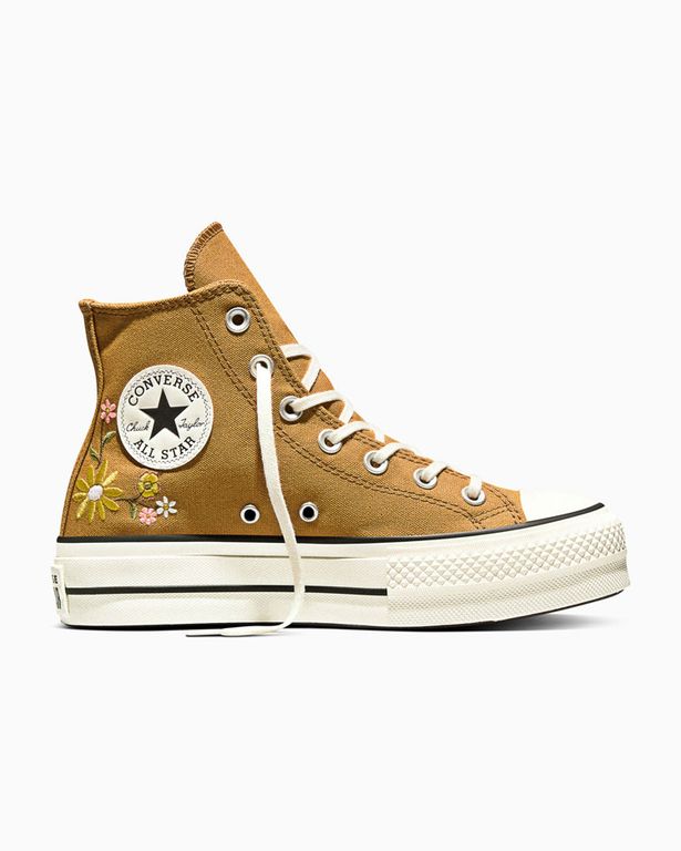 Zapatillas Chuck Taylor Lift Platform Embroidered F. Beige
