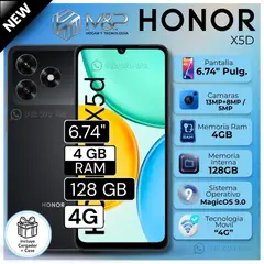 HONOR - Celular X5D 6.74" Pulg. 4GB RAM 128GB MagicOS 9.0 - Negro Medianoche