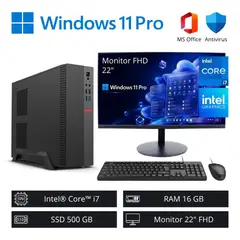 INTEL - Computadora PC Core i7 3,90 GHz 16GB RAM 500GB SSD + Monitor 22" FHD