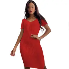 GENERICO - Vestido Chic Mujer Tejido Jilo Alpino G359-22 Color ROJO