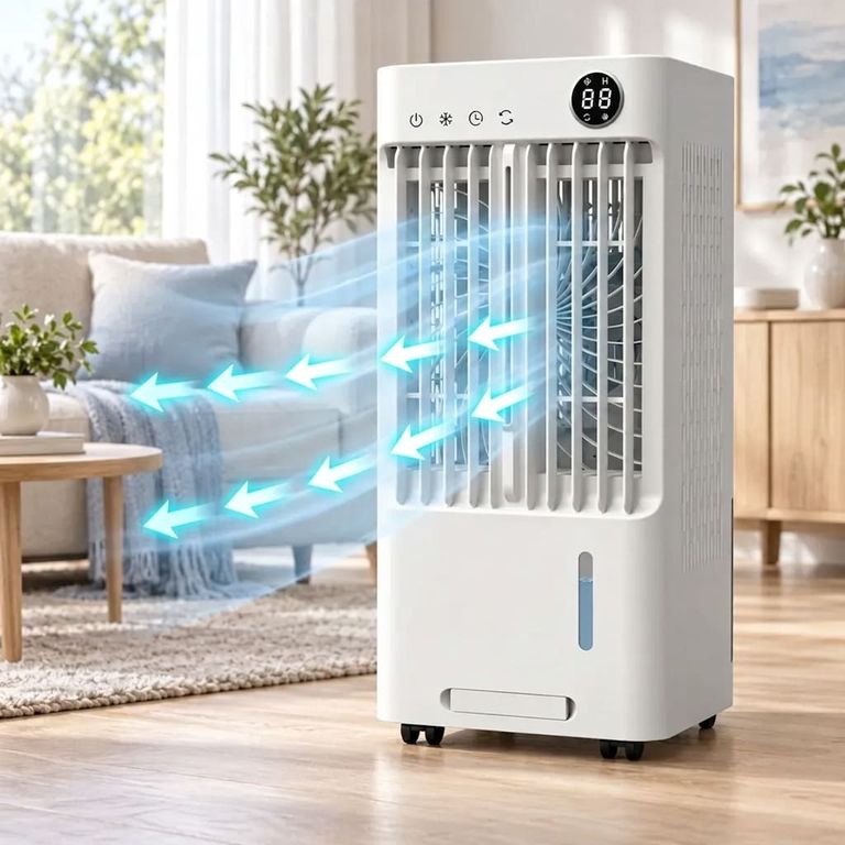 Enfriador de aire cooler 5L ventilador con panel digital táctil, control remoto y temporizador FC102