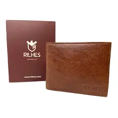 ARIEL - Billetera en cuero natural vacuno Miel Rilhes Leather