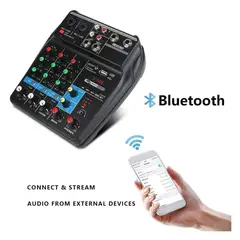 SEISA - Consola Mezclador De 4 Canales De Audio Bluetooth Mixer Sonido 48V