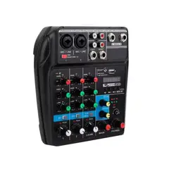 SEISA - Mezclador de Audio Consola de Sonido de 4 Canales con Bluetooth y Alimentación 48V