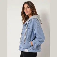 BENCUS JEANS - Casaca Jean Oversize Mujer Capucha Removible