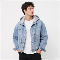 BENCUS JEANS - Casaca Capucha Abrigo Jeans Hombre
