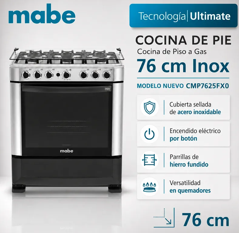 Cocina a Gas de 6 Quemadores CMP7625FX0