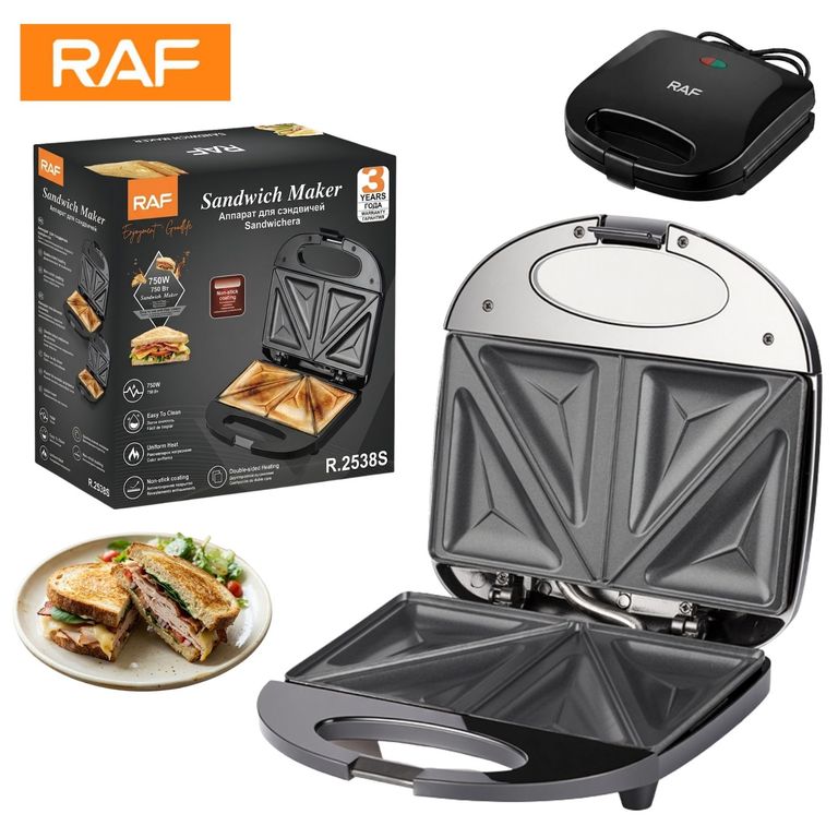 Maquina Sandwichera Electrica RAF Antiadherente 750W Doble Cara