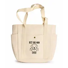 GENERICO - Bolso De Lona Beige Best Dogmom Multibolsillos
