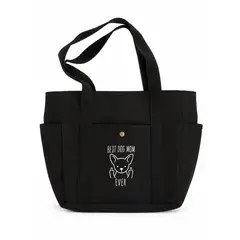 GENERICO - Bolso De Lona Negro Best Dogmom Multibolsillos