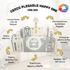 EBABY - CERCO CORRAL PLEGABLE HAPPY ONE EBABY850 - GRIS