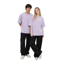 GENERICO - Polo Oversize Basico de Algodón Unisex Color Lila