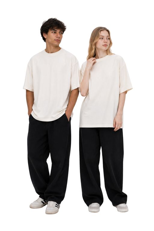 Polo Oversize Basico de Algodón Unisex Color Perla