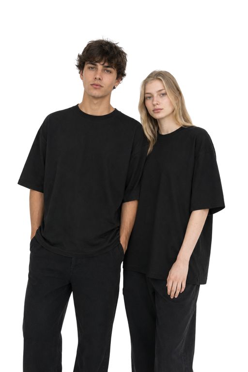 Polo Oversize Basico de Algodón Unisex Color Negro