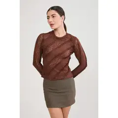 BANATY - POLO MANGA LARGA DE ENCAJE CUELLO ALTO EMILIA