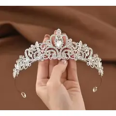 ARELYS - Corona Tiara Clásica para Graduaciones Cumpleaños Plateado