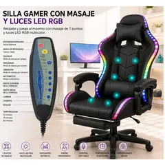 GENERICO - SILLA GERENCIAL ESCRITORIO OFICINA CON 7 PUNTOS DE VIBRO MASAJE Y LUCES LED