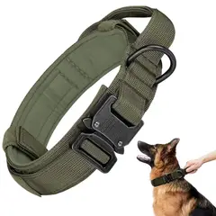 IMPORTADO MC - Collar Táctico para Perros Ajustable con Hebilla Metálica Talla Medium Color Verde Militar
