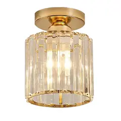 FRANZA - Lámpara de techo redonda de cristal y oro, lujosa