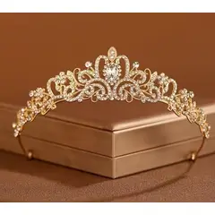 ARELYS - Corona Tiara Clásica Dorado