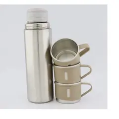 GENERICO - Set Termo Para Agua Caliente/fría + 3 Tazas de 500 ml Beige
