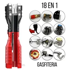 OEM - Herramienta Multifuncional 18 En 1 Para Gasfitería Con Accesorios Intercambiables