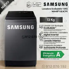 SAMSUNG - Lavadora Ecobubble 13kg Gris Grafito WA40F13E4CPE