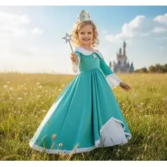 ARELYS - Disfraz Vestido Princesa Rosalina Talla 8 + Varita y Corona