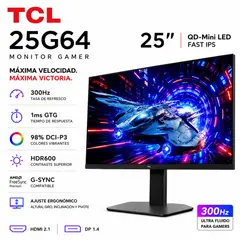 TCL - Monitor LED 25G64 QD-Mini