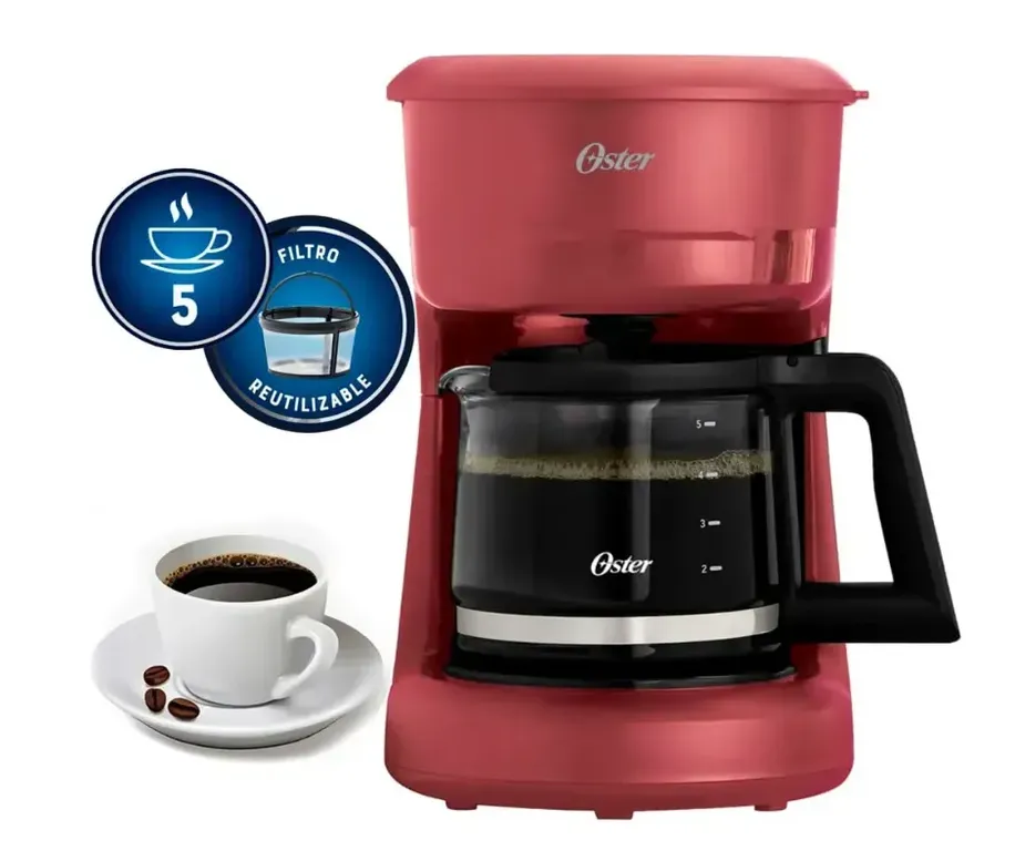 Cafetera BVSTDCS51R-053 Roja 5 Tazas con Filtro Reutilizable