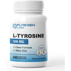 GENERICO - L-tirosina 500 mg 240 cápsulas vegetales Puregen Labs