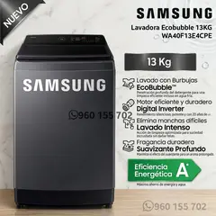 SAMSUNG - Lavadora Ecobubble 13kg Gris Grafito WA40F13E4CPE