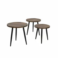 BUYPAL - Set de 3 Mesas de Centro Redondas Estilo Nórdico