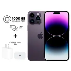 APPLE - Iphone 14 Pro Max 1TB Grafito Purple 5G + Kit de carga. Reacondicionado A2651.