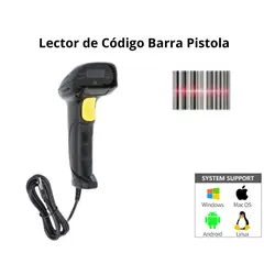 SEISA - Lector de Código Barra Pistola Alambrico Usb YHD-8200L