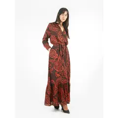 MICHELLE BELAU - Vestido maxi camisero estampado floral lazo cinturón