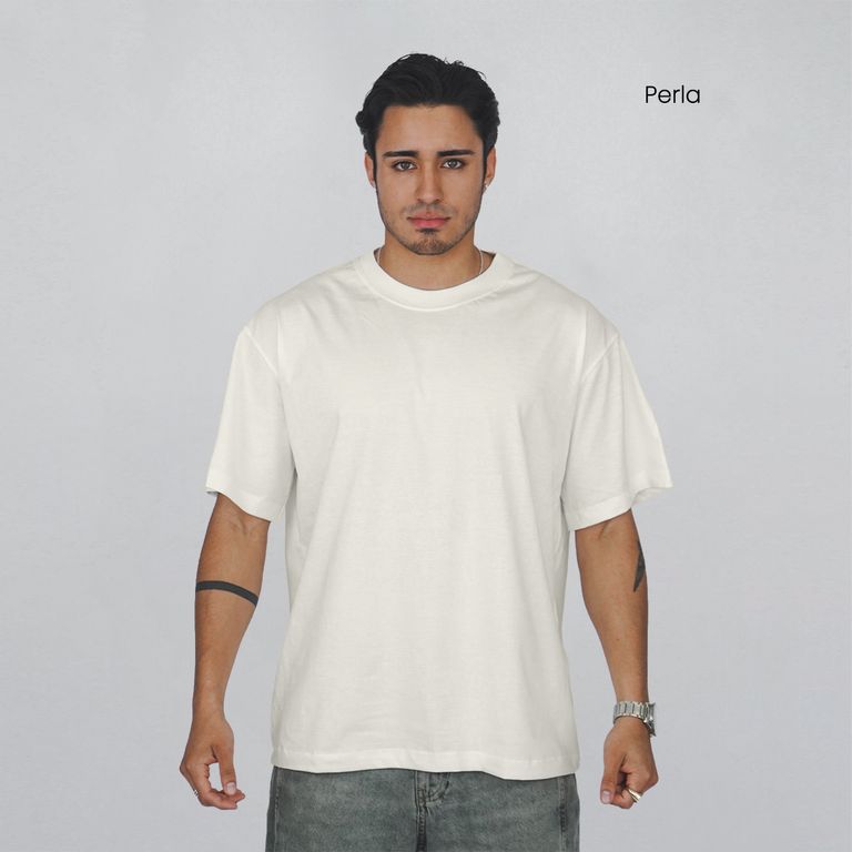 Polo Oversize 100% Algodon Unisex-Perla