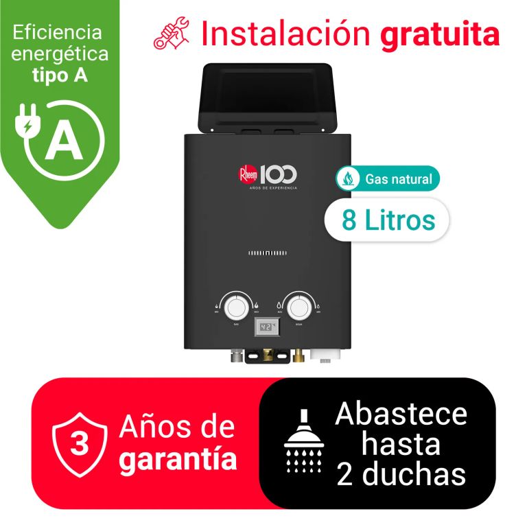TERMA A GAS 8L GN PREMIUM MAX - TIRO NATURAL SIN DUCTO