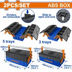 WADFOW - JUEGO DE 2 PIEZAS DE CAJAS DE HERRAMIENTAS DE PLÁSTICO WADFOW-WTB4308