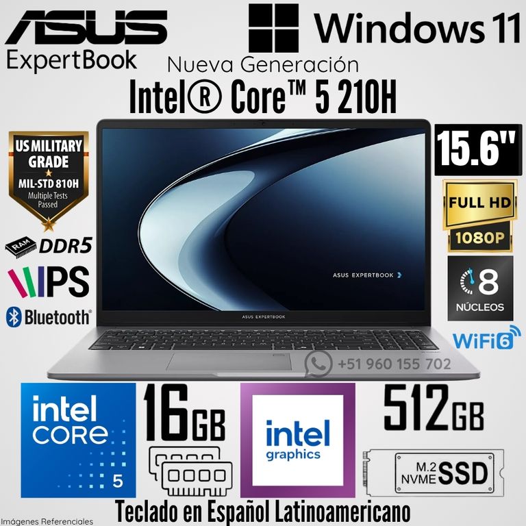 Laptop Expertbook P1 P1503CVA-S72381 Intel Core 5 210H 16GB RAM 512GB SSD 15.6" FHD Misty Grey