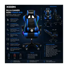 XION - Silla Gamer Luces RGB Raven 135°