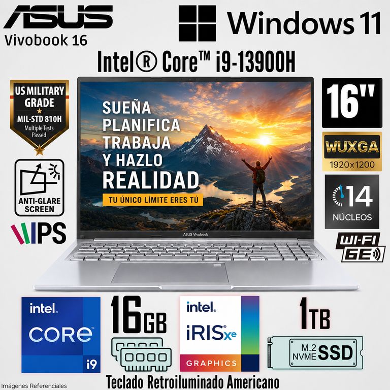 Laptop Vivobook F1605VA-WS96 Intel Core i9-13900H 16GB RAM 1TB SSD 16 WUXGA - Cool Silver