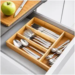 INSPIRA MARKET - Porta Cubiertos de Bambú Organizador de Cubiertos Cocina Comedor