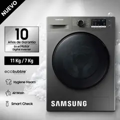 SAMSUNG - Lavaseca Carga Frontal 11 Kg/7 Kg WD11T4046BXPE Inox