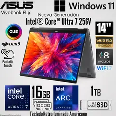 ASUS - Laptop Vivobook Flip TP3407SA-DS74T Intel Core Ultra 7 256V 16GB RAM 1TB SSD 14" OLED Táctil