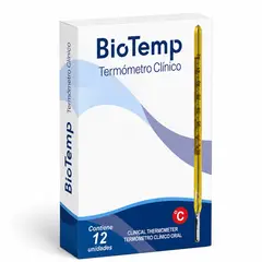 GENERICO - Termómetro de Mercurio Biotemp x 12 Unidades para Control de Temperatura Corporal