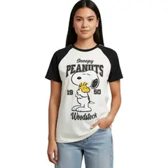 SNOOPY - POLO MUJER MANGA BASICO MARFIL