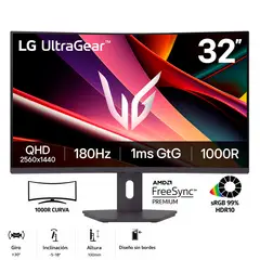LG - Monitor Gamer Curvo UltraGear 32 QHD 180Hz 1ms FreeSync 32G600A-B