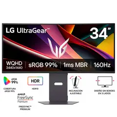 LG - Monitor Gamer UltraGear 34G600A-B 34 Curvo WQHD 3440x1440 160Hz 1ms FreeSync Premium