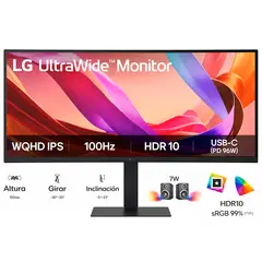 LG - Monitor UltraWide 34U650A-B 34 Curvo WQHD IPS USB-C 96W HDR10 100Hz